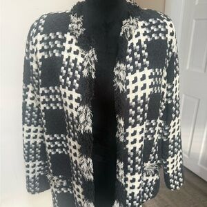 Mieka Black and Cream Tweed Jacket Size Medium